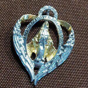 Catholic Miraculous Mary Bless And Protect Pendant Gold Tone Silver Tone